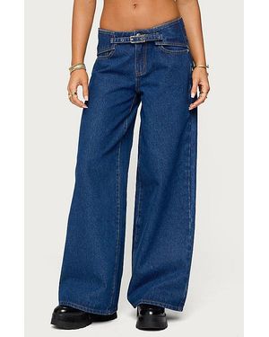 Edikted Edie Belt Detail Low Rise Jeans - Blue