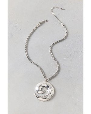 Urban Outfitters Large Swirl Pendant Necklace - Grey
