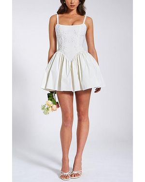 Miss Circle Kadi Cotton Drop Waist Corset Mini Dress - White