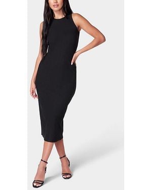 Bebe Rib Sleeveless Midi Dress - Black