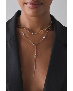 Urban Outfitters Delicate Pearl Lariat Layered Necklace - Black