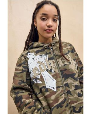 Ed Hardy Uo Exclusive Camo Cross Hoodie - Brown