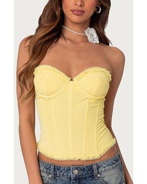 Edikted Deirdre Mesh Lace Up Corset - Yellow
