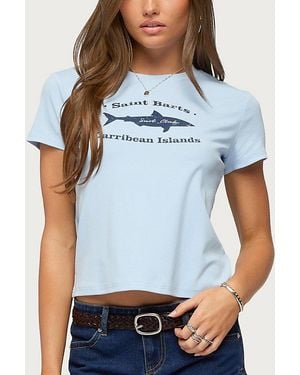 Edikted Surf Club T Shirt Top - Blue