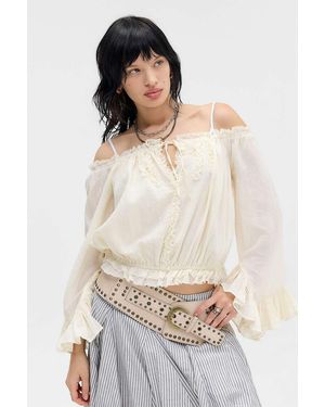 Kimchi Blue Perry Prairie Bardot Blouse - White