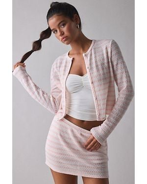 Vintage & ReMADE by UO Remade By Uo Remnants Striped Knit Cardigan - Pink