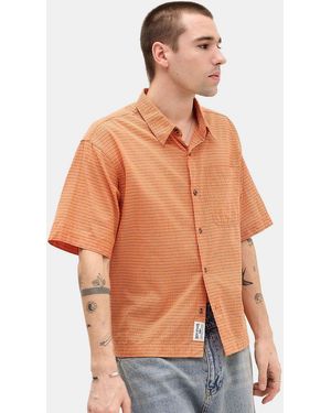 BDG Orange Mini Check Short Sleeve Shirt - Multicolour