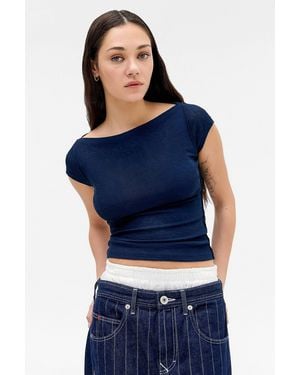 Urban Outfitters Uo Frankie Short Sleeve Slash Top - Blue