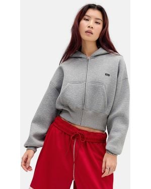 iets frans... Grey Scuba Zip-through Crop Hoodie