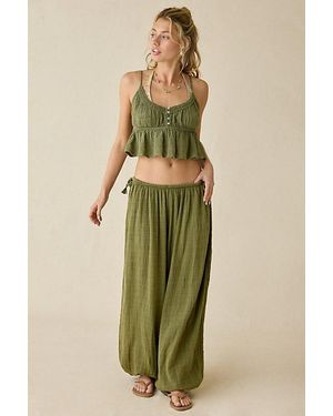 Out From Under Golden Hour Side-Tie Balloon Pants - Green
