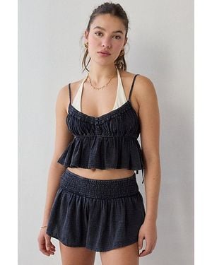 Out From Under Golden Hour Tie-Strap Cropped Babydoll Cami - Blue