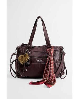 BDG Cindy Washed Faux Leather Heart Charm Bag - Brown