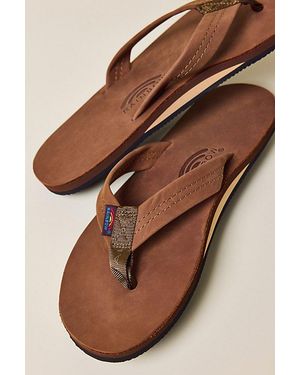 Rainbow Sandals Leather Single Layer Flip Flop Sandals - Brown