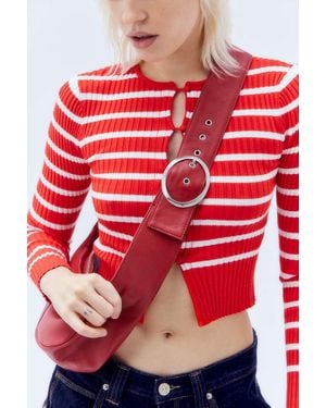 Urban Outfitters Uo Leather Buckle Crossbody Sling Bag - Red