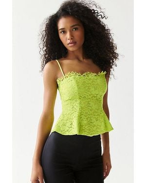 AFRM Ari Peplum Scalloped Lace Camisole - Green