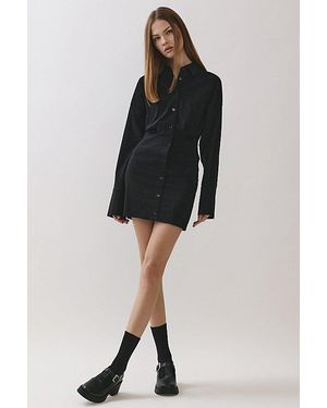 Personal Code Stephanie Button Down Woven Mini Dress - Black