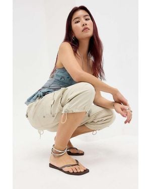 Havaianas Brown Slim Square Flip Flops - White