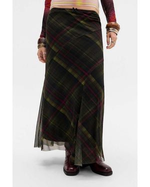 Urban Outfitters Uo Contour Column Mesh Maxi Skirt - Black