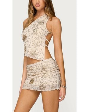 Edikted Astrid Beaded Mini Skirt - Natural
