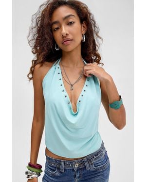 Motel Kiri Cowl Neck Halter Top - White