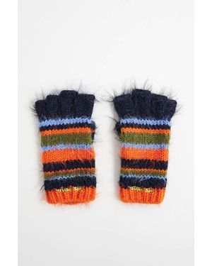 iets frans... Orange Stripe Fingerless Gloves - Blue