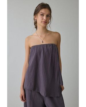 Muse Assembly Fern Asymmetric Wrap Strapless Top - Gray