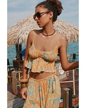Out From Under Golden Hour Tie-Strap Cropped Babydoll Cami - Orange