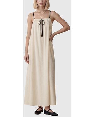 Modenaire Strapless Tie-Front Gathered Bodice Maxi Dress - Natural