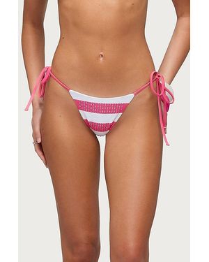 Edikted Bellie Rhinestone Striped Bikini Bottom - Pink