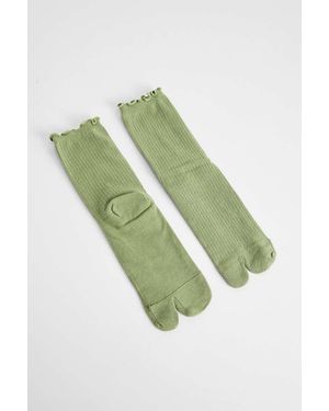 Out From Under Tabi Frill Edge Socks - Green