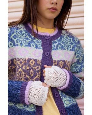 Urban Outfitters Uo Pointelle Fingerless Gloves - Purple