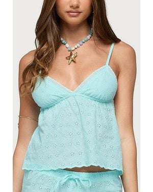 Edikted Talula Eyelet Babydoll Top - Blue