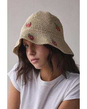 Urban Outfitters Fruit Woven Straw Bucket Hat - Multicolor