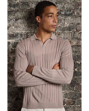 Onia Extra Fine Merino Wool Johnny Collar Polo Top - Brown
