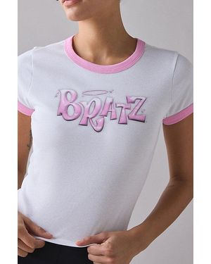 Urban Outfitters Bratz Logo Graphic Ringer Baby Tee - Gray