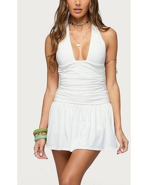 Edikted Caterina Ruched Halter Neck Romper - White