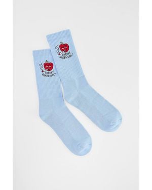Urban Outfitters Uo Cherry Baked Well Socks At - Blue