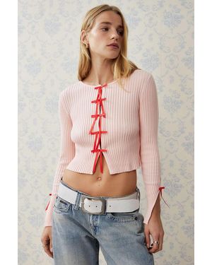 Kimchi Blue Peyton Bow Cardigan - Red