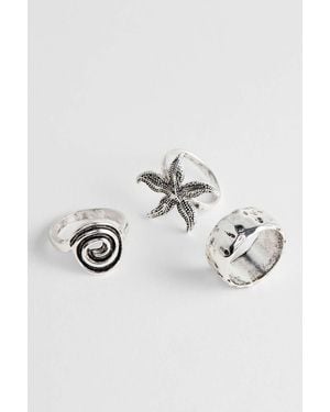 Silence + Noise Silence + Noise Chunky Starfish Rings 3-pack - Metallic