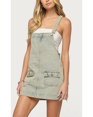 Edikted Overall Denim Mini Dress - Green