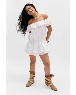 Kimchi Blue Nina Off-shoulder Cotton Romper - White
