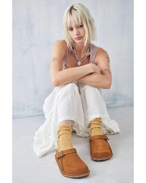 Birkenstock Mink Lutry Premium Suede Slippers - White