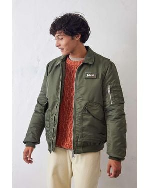 Schott Nyc Khaki Cwu Bomber Jacket - Green