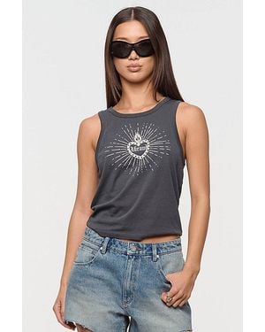 Abrand Jeans Flaming Heart Tank Top - Blue