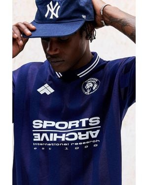 iets frans... Stripe Football Polo Shirt - Blue