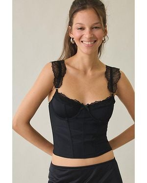 Out From Under Annalise Lace Cap Sleeve Corset - Black