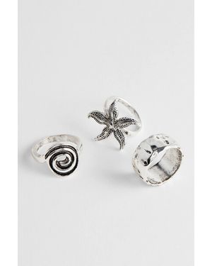 Silence + Noise Silence + Noise Chunky Starfish Rings 3-pack - Metallic
