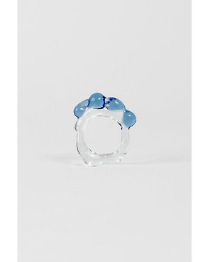 rain and rivers Handmade Bubble Glass Ring - Blue