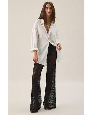 Out From Under Lily Sheer Lace Wide Leg Pants - Natural