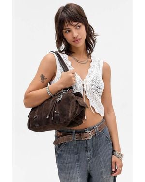 Urban Outfitters Uo Heart Charm Suedette Shoulder Bag - Brown